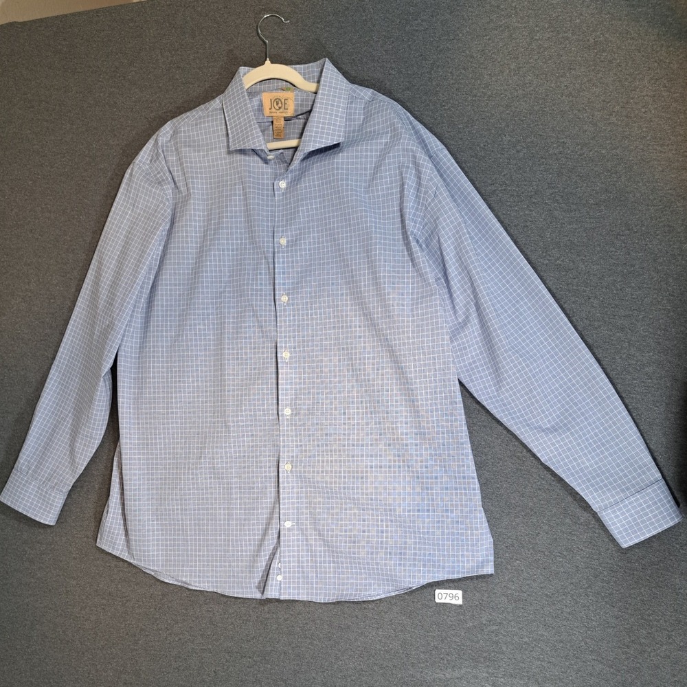 Joseph Abboud JOE Mens Slim Fit Easy Care Dress Shirt Blue Grid 19 36/37 Tall